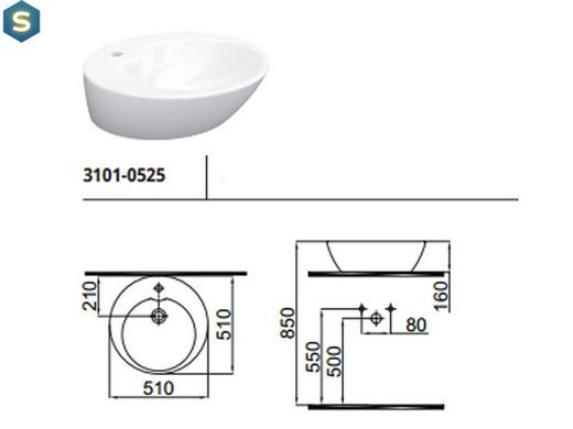 Умивальник Idevit Alfa 51x51 3101-0525, Білий