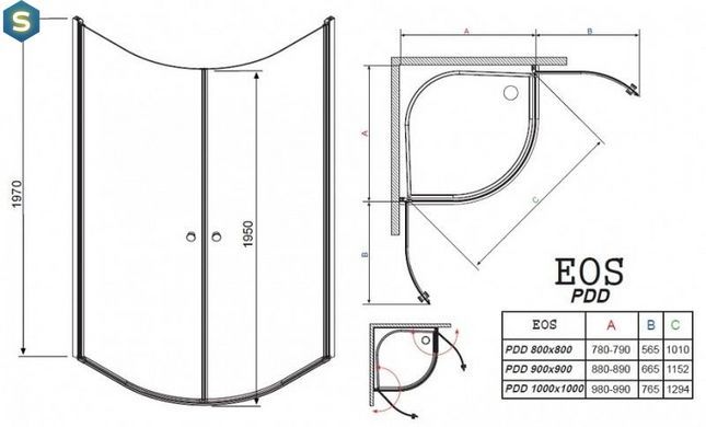 Душевая кабина Radaway EOS PDD 100x100x197 37623-01-01N