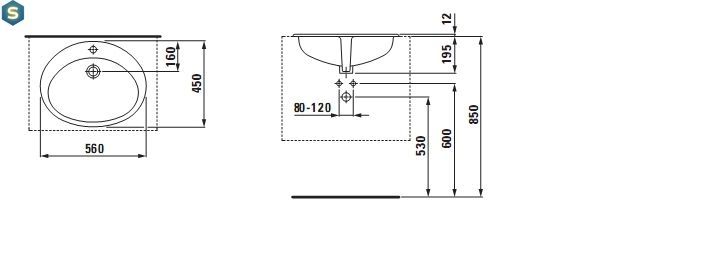 Умывальник Laufen Indova 56x45 H8113910000001, Белый