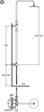 Душевая система Kohlman Axel chrome с термостатом QW273A, Хром
