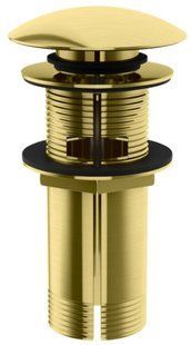 Донный клапан для раковины Kohlman click-clack brushed gold с переливом KOREK EGDB, Золотой