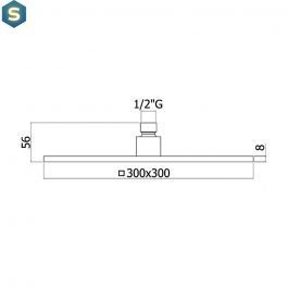 Верхний душ Paffoni Syncro King Quadro 300x300xh8 мм с держателем 400 мм black matt ZSOF078NO + ZSOF063NO, Черный матовый