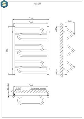 Полотенцесушитель KOSSER Илюзия 700х530