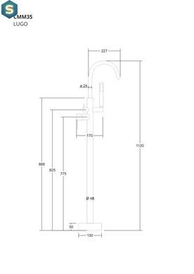 Змішувач для ванни Corsan Lugo black matt підлоговий CMB7535BL, Черный матовый