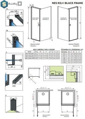 Душевая кабина Radaway Nes Black KDJ I Frame 80x70x200 10022080-54-56L+10039070-54-56