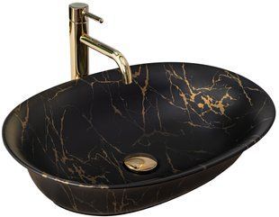 Умивальник Rea Roma marble black mat накладний REA-U5609, Черный матовый