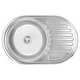 Кухонна мийка 770x500x160 мм + сифон Wezer 7750(08) Satin, Satin