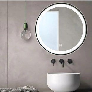 Зеркало Dusel Led DE-M2071D Black кругле 80x80 см сенсорне включення + підігрів, Чорний/золото