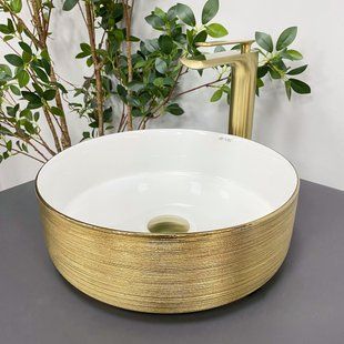 Умивальник (раковина) VBI PRATO GOLD WHITE накладний, Золотий