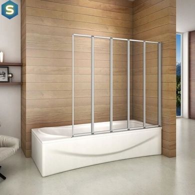 Шторка для ванны Rea Idea 120 см складная REA-W0850, Универсальная, прозрачный, хром