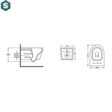Унитаз подвесной Qtap Swan безободковый с сидением Slim Soft Close QT16335178W, Белый