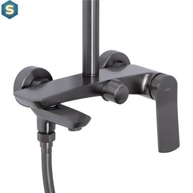 Душевая система универсальная Qtap Slavonice на три потребителя (с изливом) QTSLA111GMB45910 Gunmetal Black PVD, Шлифованный черный хром