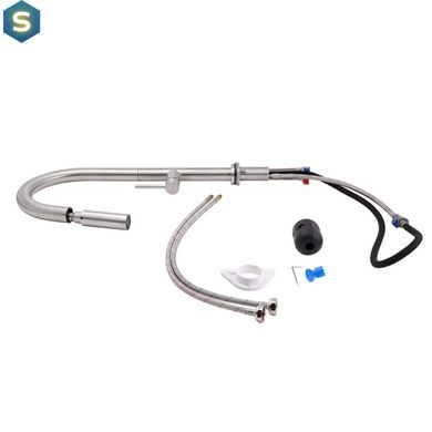 Смеситель для кухни Qtap Lenicka с выдвижным изливом QTLEN9138103UN Brushed Nickel PVD, Зеленый матовый