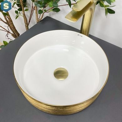 Умивальник (раковина) VBI PRATO GOLD WHITE накладний, Золотий