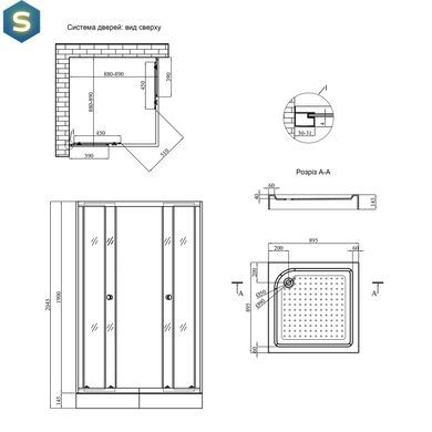 Душова кабіна Kroner KRP Eifel - Q.C.F.L. 90x90 cм CV029569, Хром матовий, матовий