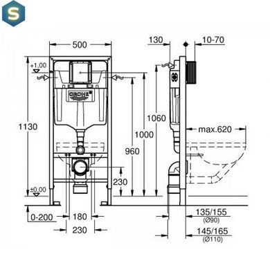 Інсталяція прихованого монтажу для унітазу Grohe RAPID SL 38528001
