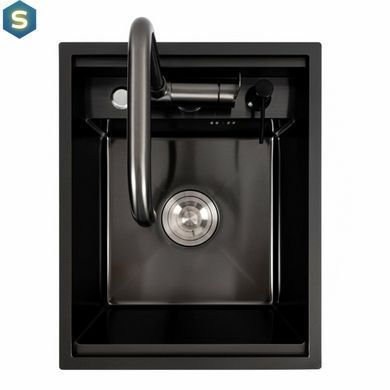 Кухонна мийка CM 40x50 прихована PVD чорна Platinum Handmade, Чорний/золото