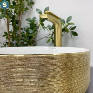 Умивальник (раковина) VBI PRATO GOLD WHITE накладний, Золотий