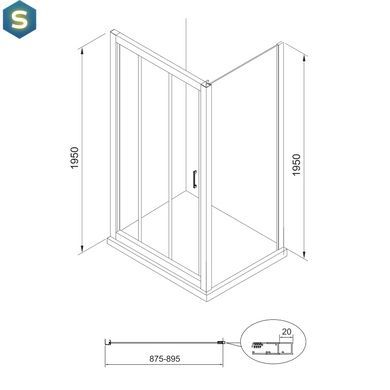 Боковая стенка Eger Lexo 90x195 см 599-900/1, прозрачный, хром