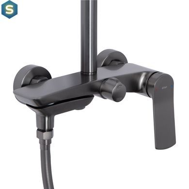 Душевая система универсальная Qtap Slavonice на три потребителя (с изливом) QTSLA111GMB45910 Gunmetal Black PVD, Шлифованный черный хром