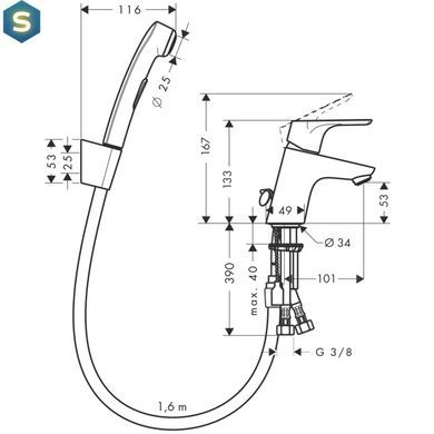 Смеситель с гигиенической лейкой Hansgrohe Focus E2 EcoSmart 31926000
