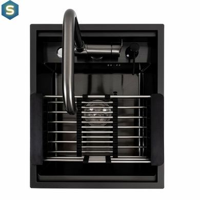Кухонна мийка CM 40x50 прихована PVD чорна Platinum Handmade, Чорний/золото
