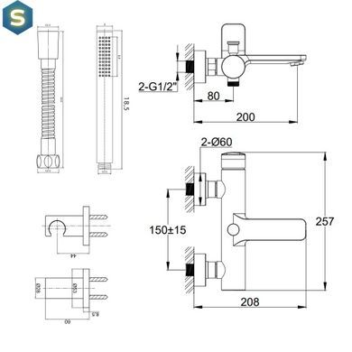 Змішувач для ванни Kohlman Texen chrome настінний KPL-QW110T, Хром