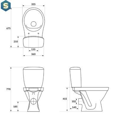 Унітаз-компакт 705 Cersanit Cersania SimpleOn 011 3/6 з сидінням duraplast Slim Soft Close K119-001