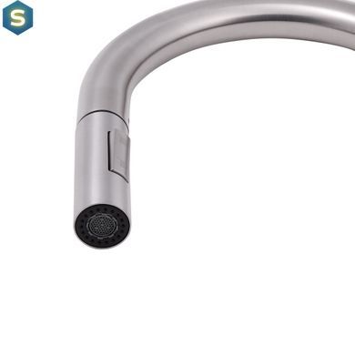 Смеситель для кухни Qtap Lenicka с выдвижным изливом QTLEN9138103UN Brushed Nickel PVD, Зеленый матовый