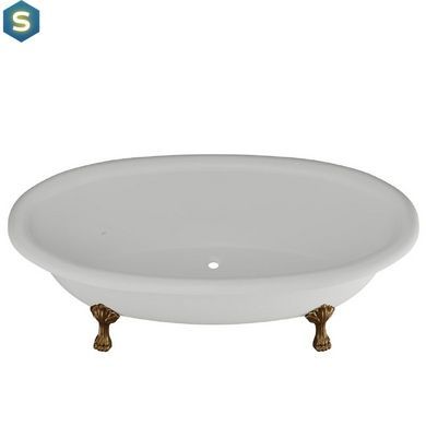 Ванна окремостояча глянцева Amidicon Olimpia 180x90 біла з литого каменю бронзові ніжки OLIMPIA_180_nizhk-br_HL, Білий