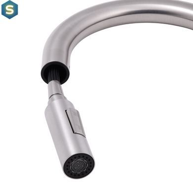Смеситель для кухни Qtap Lenicka с выдвижным изливом QTLEN9138103UN Brushed Nickel PVD, Зеленый матовый