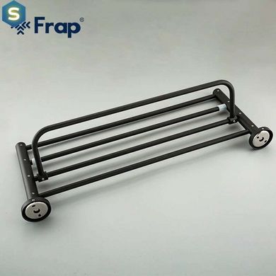 Полиця з рушникотримачем чорний/нержавіюча сталь Frap F30224 1/10, Черный матовый