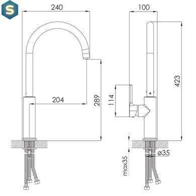 Смеситель для кухни с подключением питьевой воды Imprese Pivot WD f03408501WD, Хром
