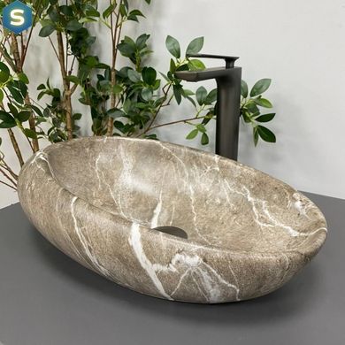 Умивальник (раковина) VBI VICENZA BROWN STONE MATT накладний, Цемент матовий