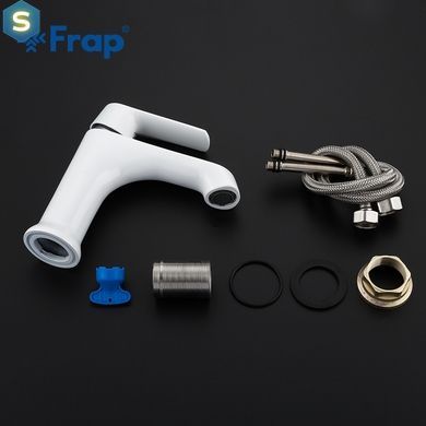 F1031 Змішувач для умивальника гайка білий/хром &Oslash;35 Frap 1/10, Білий