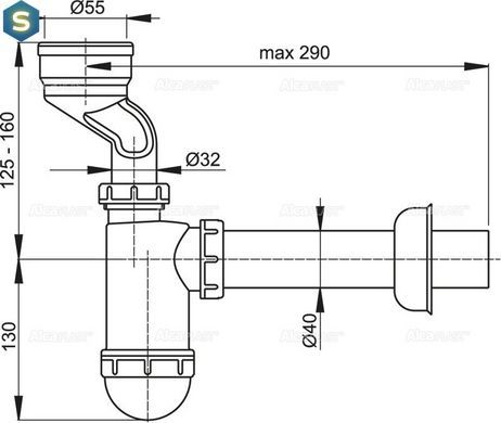 Сифон для пісуару Alcaplast A45A