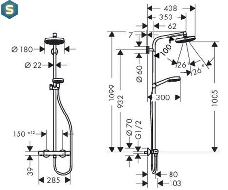 Душевая система Hansgrohe Crometta 160 Showerpipe 27264400
