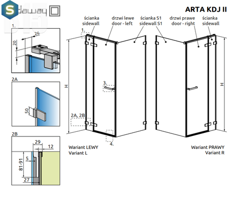 Душова кабіна Radaway Arta KDJ II 110x90 386457-03-01L+386040-03-01L+386021-03-01