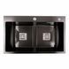 Кухонная мойка Platinum Handmade PVD HDB черная 780x480x230 на две чаши (квадратный сифон, 3.0/1.0), Черный/золото