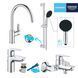 Комплект смесителей для ванной комнаты и кухни Grohe QuickFix Start Edge UA202501SK, Хром