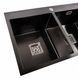 Кухонная мойка Platinum Handmade PVD HDB черная 780x480x230 на две чаши (квадратный сифон, 3.0/1.0), Черный/золото