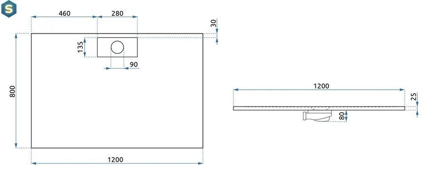 Душевой поддон Rea Bazalt 80x120 long white REA-K3321, Белый