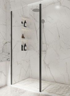 Бічна стінка Koller Pool Line Pro 900мм black matt скло 6мм прозоре LNP90CB, прозорий, чорний матовий