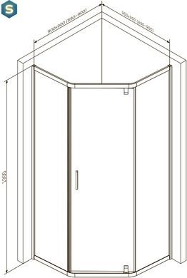 Душова кабіна Am.Pm Gem 5-corner Pivot 90x90 см без піддону хром матовий W90UG-405-090MT, Хром матовий, хром матовий