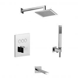 Душова система Paffoni Shower з термостатом та виливом 200x200 мм chrome KITCPT519CR200, Хром