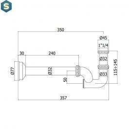 Сифон для раковини та біде Paffoni 1&ldquo;1/4G chrome ZACC063CR, Хром