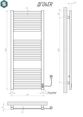 Полотенцесушитель KOSSER Герда 1200х500 ER тайм. черный