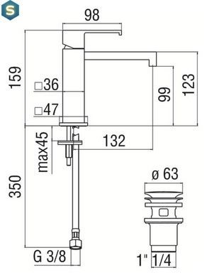 Смеситель для умывальника Nobili Mia с донным клапаном Inox MI102118/1IX, Нержавеющая сталь