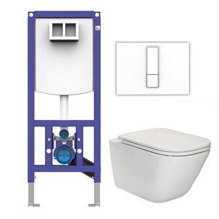 Комплект инсталляция Sanit Ineo Plus 90.733.00..S00 с унитазом Roca Gap Clean Rim A34H470000 с сидением Soft Close Slim, Белый
