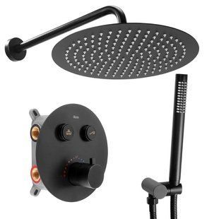 Душова система Rea Lungo black з термостатом + BOX прихованого монтажу REA-P8549, Черный матовый